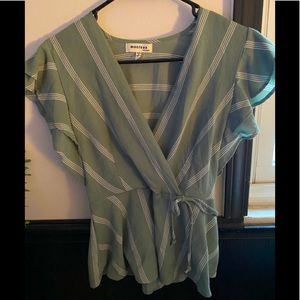Mint green & white stripped blouse